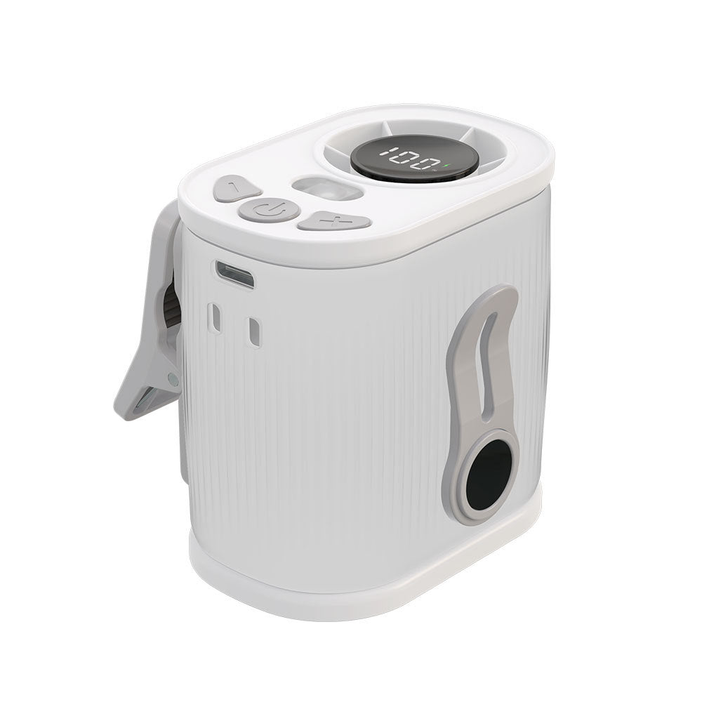 White High-Speed Mini Clip Fan with 360° Rotation – Portable, Rechargeable &amp; Multi-Functional Cooling Solution