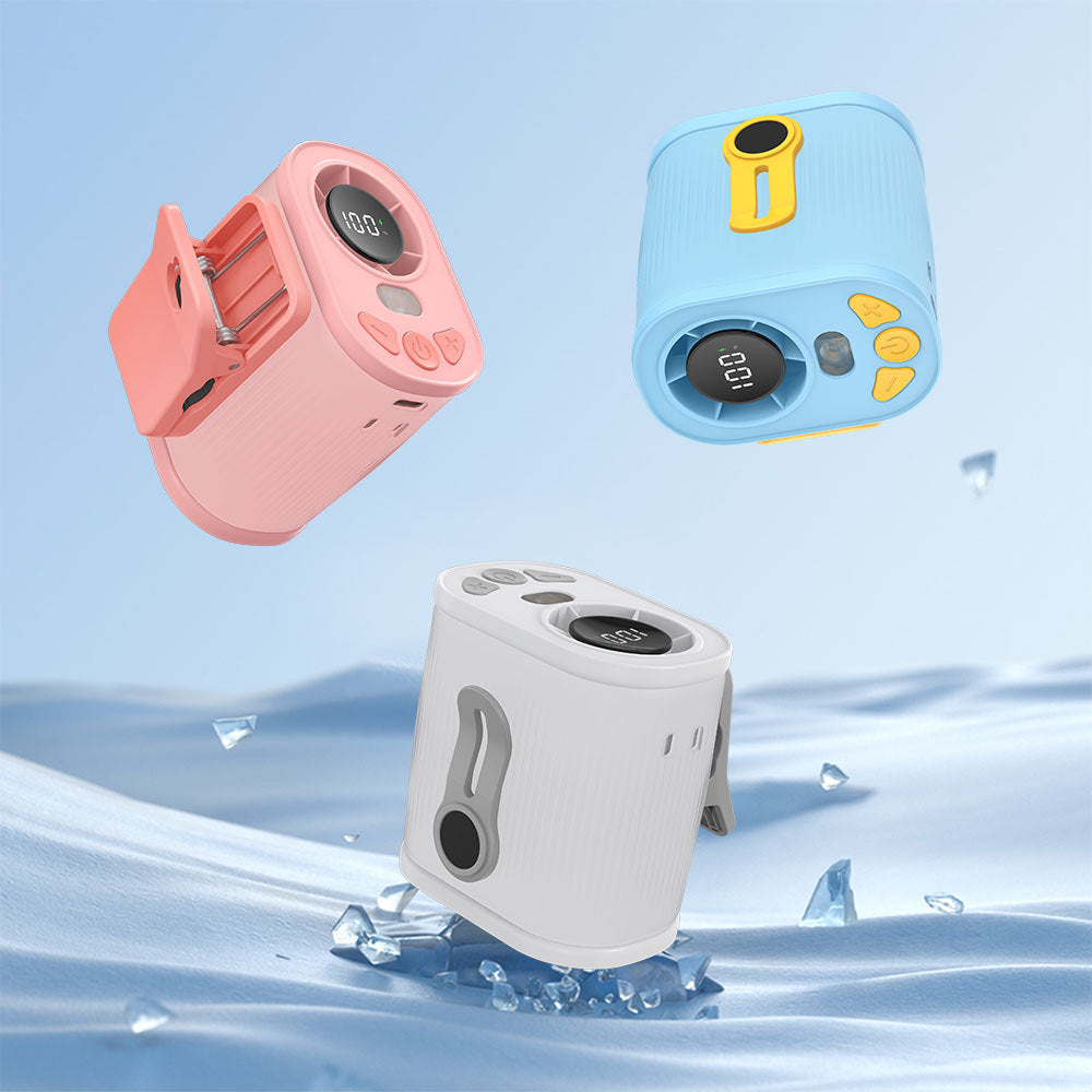 White High-Speed Mini Clip Fan with 360° Rotation – Portable, Rechargeable & Multi-Functional Cooling Solution