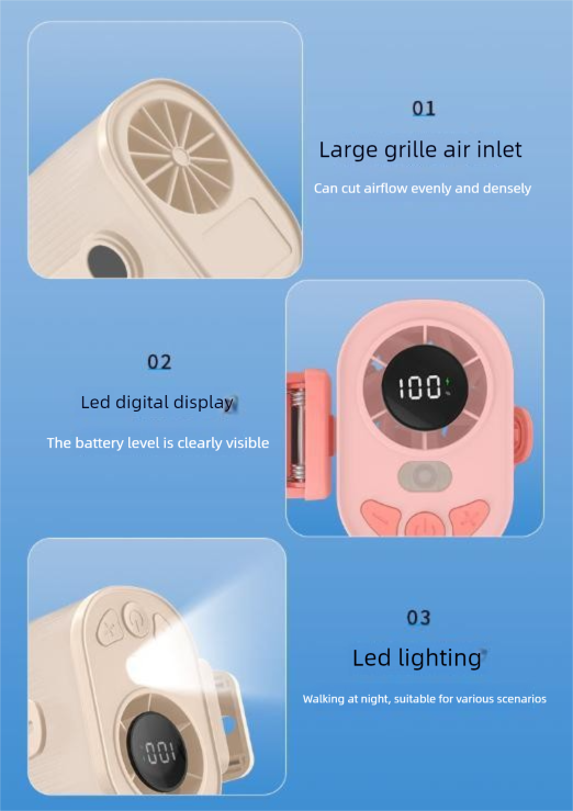 Pink High-Speed Mini Clip Fan with 360° Rotation – Portable, Rechargeable & Multi-Functional Cooling Solution