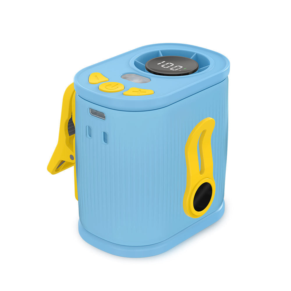 Blue High-Speed Mini Clip Fan with 360° Rotation – Portable, Rechargeable &amp; Multi-Functional Cooling Solution