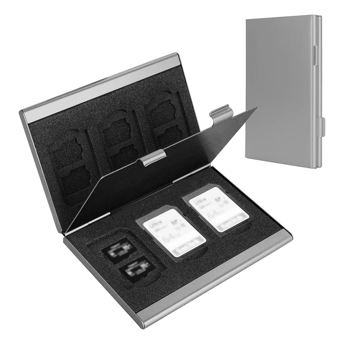 Silver High-Quality Aluminum SD &amp; TF Card Case – Premium Storage Solution for Memory Cards(Memory card not included)
