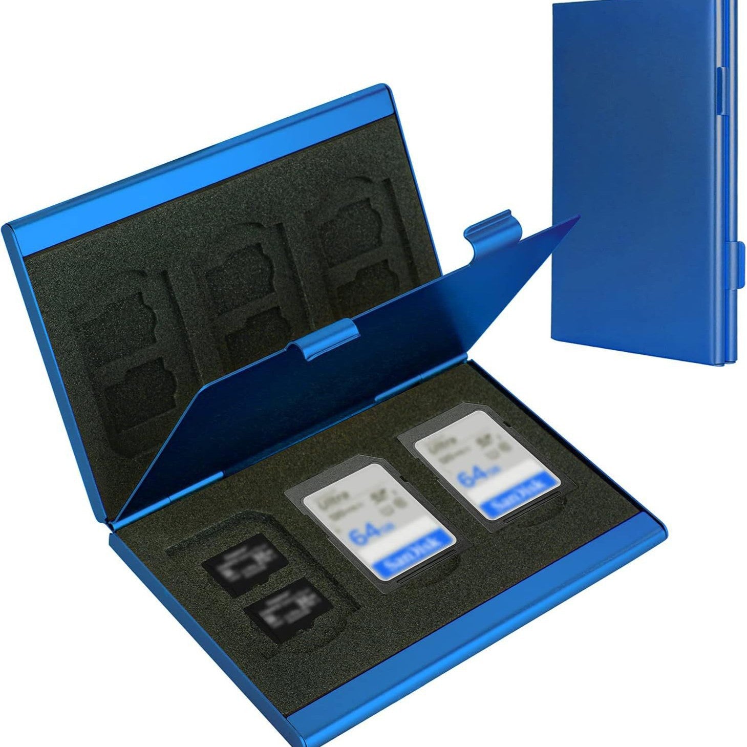 Blue High-Quality Aluminum SD & TF Card Case – Premium Storage Solution for Memory Cards(Memory card not included)