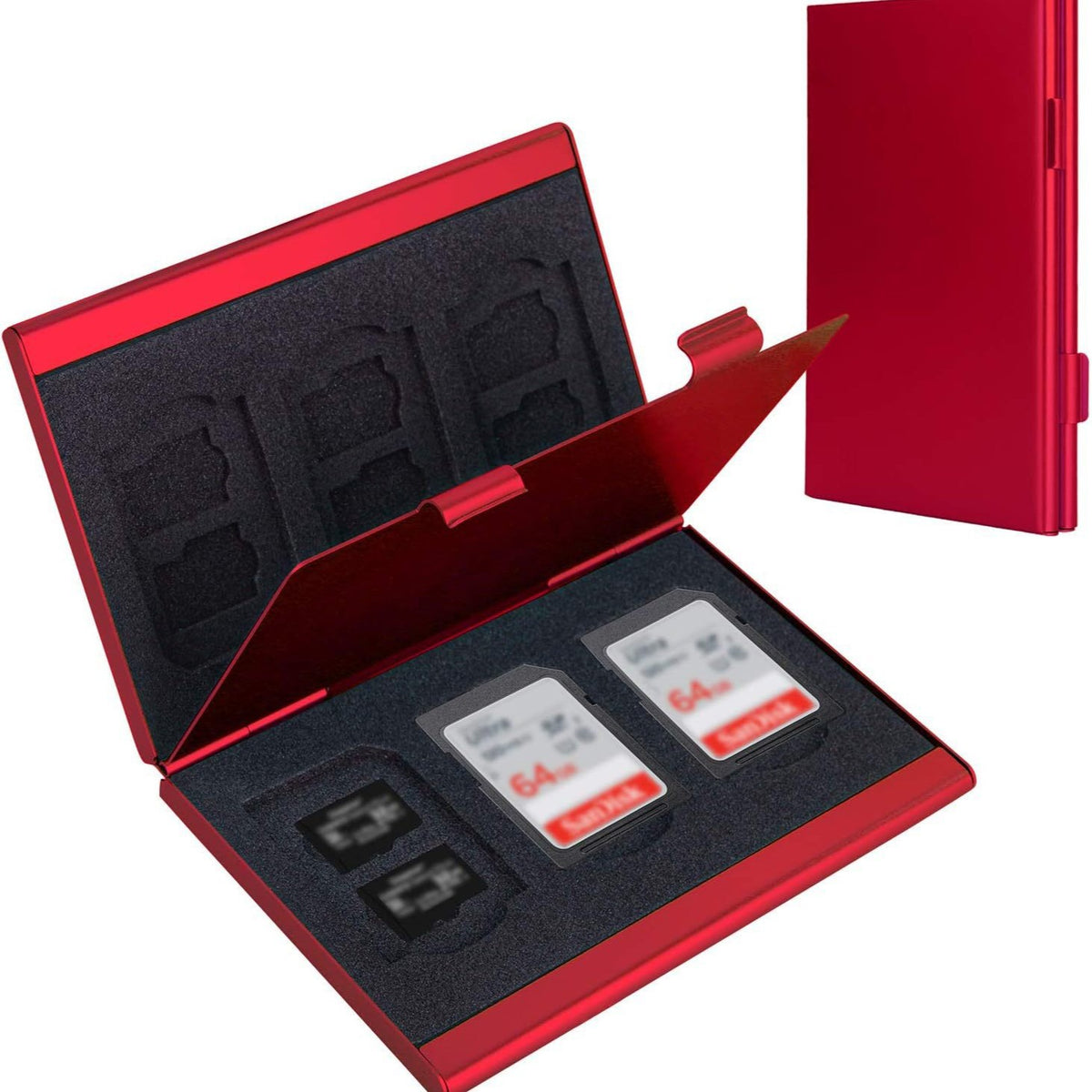 Red High-Quality Aluminum SD &amp; TF Card Case – Premium Storage Solution for Memory Cards(Memory card not included)