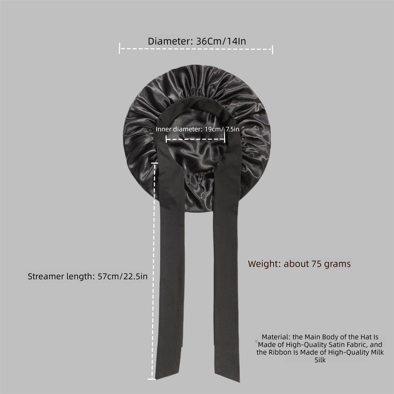 2 Pcs Lake Blue Double-Layer Satin Hair Cap with Ribbon Bow – Premium Silk-Like Beauty & Hair Protection Hat