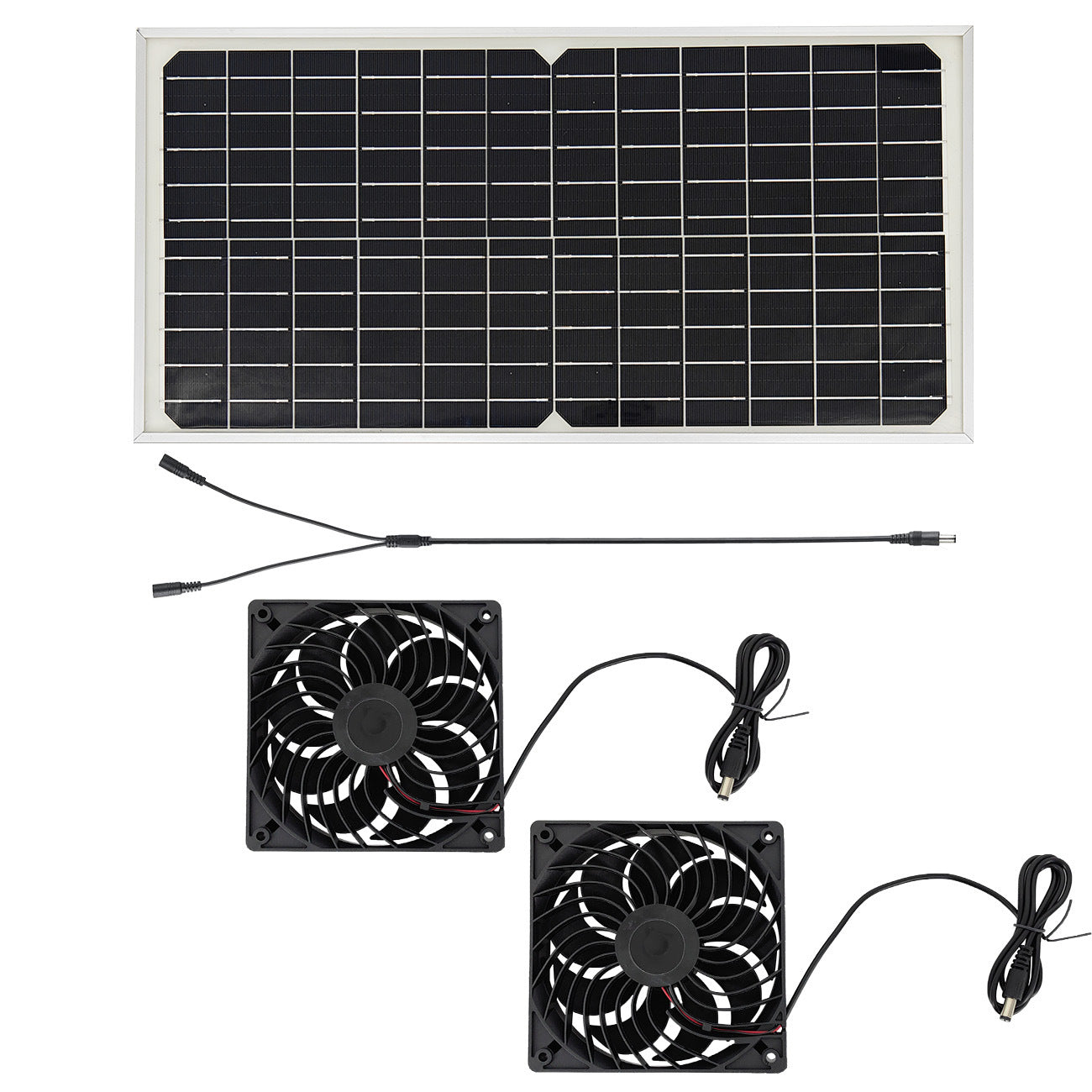 Solar Panel Fan Kit – 16W Monocrystalline Solar Powered Ventilation System with Dual Fans