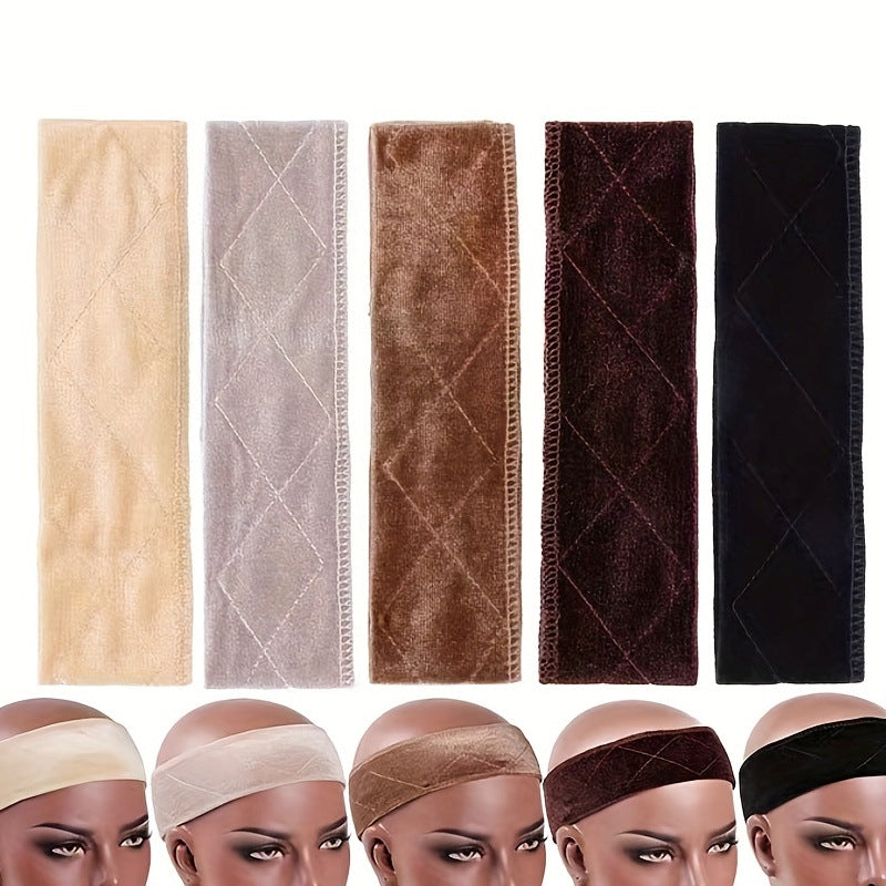 3-Pack Brown Velvet Wig Headband – Soft, Stretchy & Secure Lace Wig Band for Seamless Hairpiece Fit
