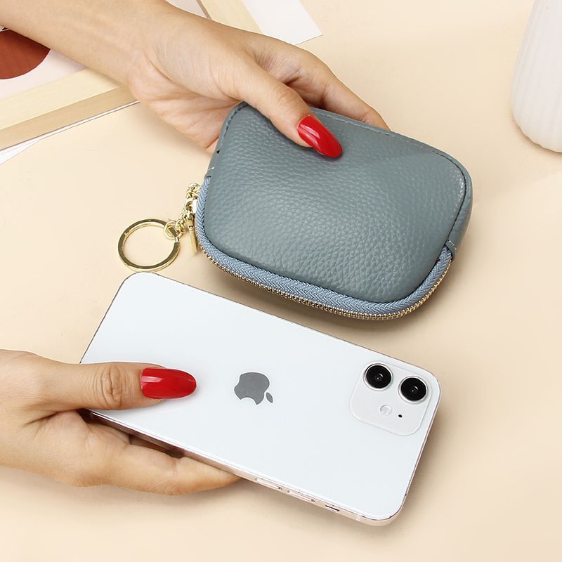 Brown Stylish Mini Zipper Wallet for Women – Compact PU Coin Purse with Key Ring & Card Storage (3-Pack)