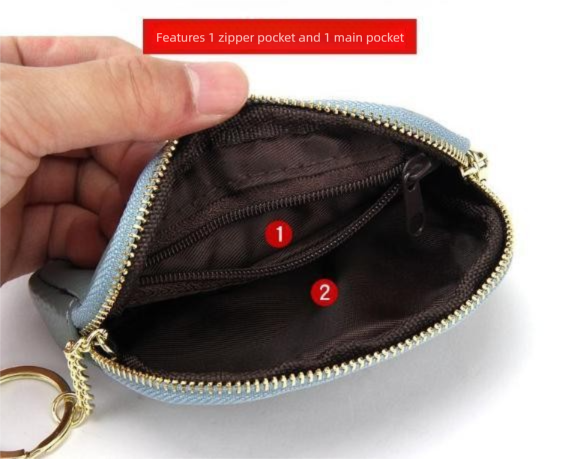 Brown Stylish Mini Zipper Wallet for Women – Compact PU Coin Purse with Key Ring & Card Storage (3-Pack)