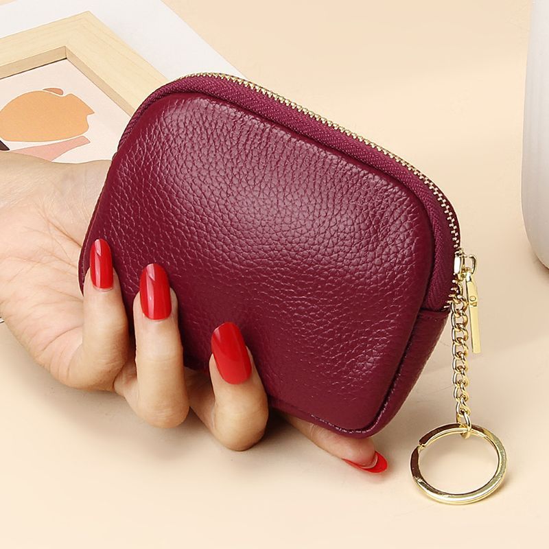 Claret Stylish Mini Zipper Wallet for Women – Compact PU Coin Purse with Key Ring &amp; Card Storage (3-Pack)