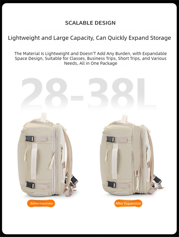 Black Stylish & Spacious Backpack – Lightweight, Expandable Travel & Daily Use Rucksack (31×20×43cm)