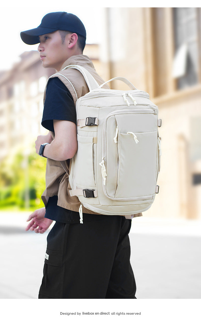 Beige Stylish & Spacious Backpack – Lightweight, Expandable Travel & Daily Use Rucksack (31×20×43cm)