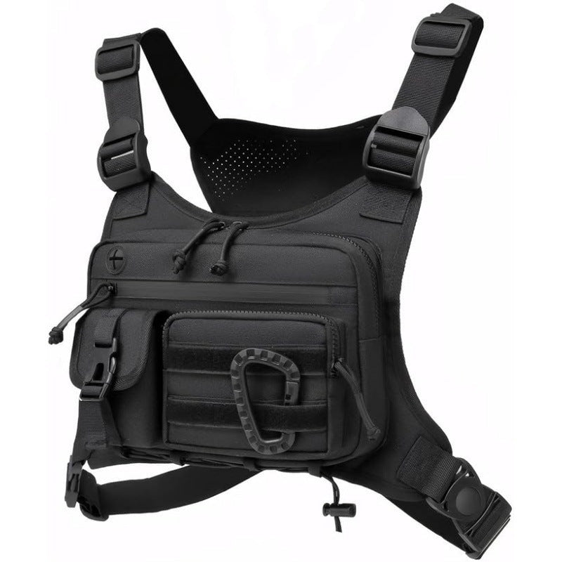 Black Outdoor Tactical Chest Pack – Lightweight Running & Hiking Vest for Men (27×17×5cm)
