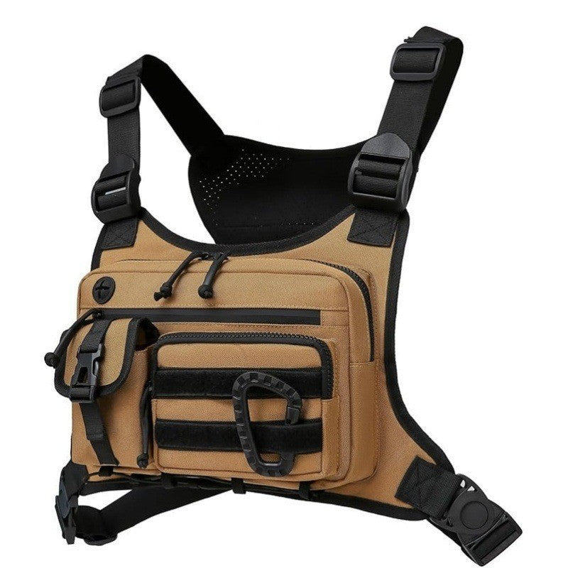 Brown Outdoor Tactical Chest Pack – Lightweight Running &amp; Hiking Vest for Men (27×17×5cm)