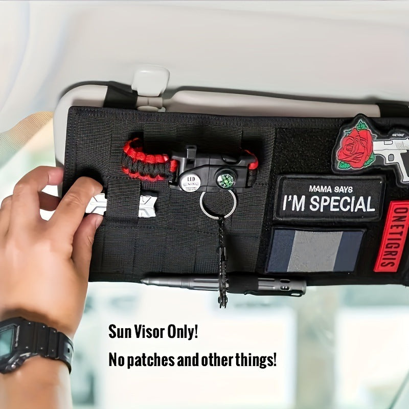 2 Pcs Black Car Sun Visor Organizer – Multi-Purpose Tactical Storage Bag for Tools, Cards & Gear