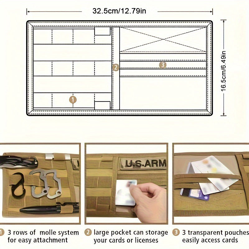 2 Pcs Khaki Car Sun Visor Organizer – Multi-Purpose Tactical Storage Bag for Tools, Cards & Gear