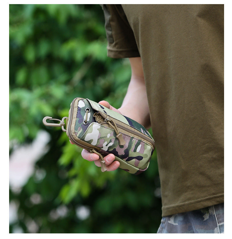 Green camouflage Multi-Functional Outdoor Water Bottle & Phone Pouch – Tactical Zippered Waist Pack for Travel, Hiking, and Daily Use