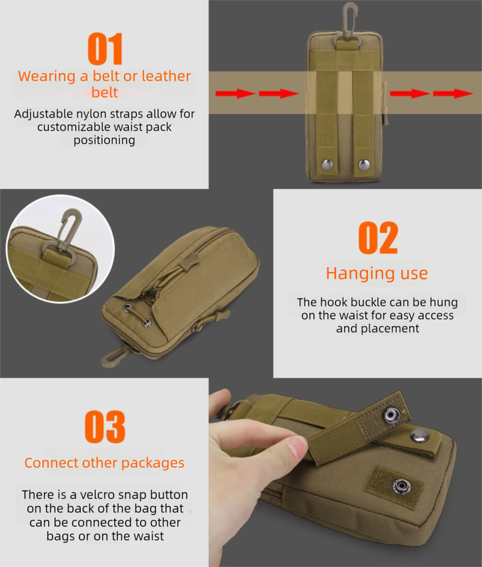 Black camouflage Multi-Functional Outdoor Water Bottle & Phone Pouch – Tactical Zippered Waist Pack for Travel, Hiking, and Daily Use