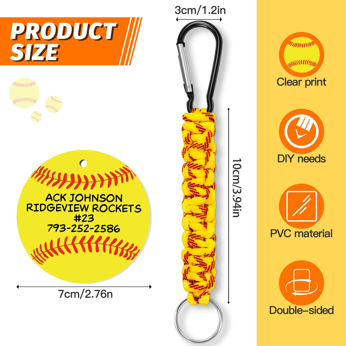 Brown DIY Basketball Keychain – Acrylic Ball Pendant with Nylon Rope, 2-Pack