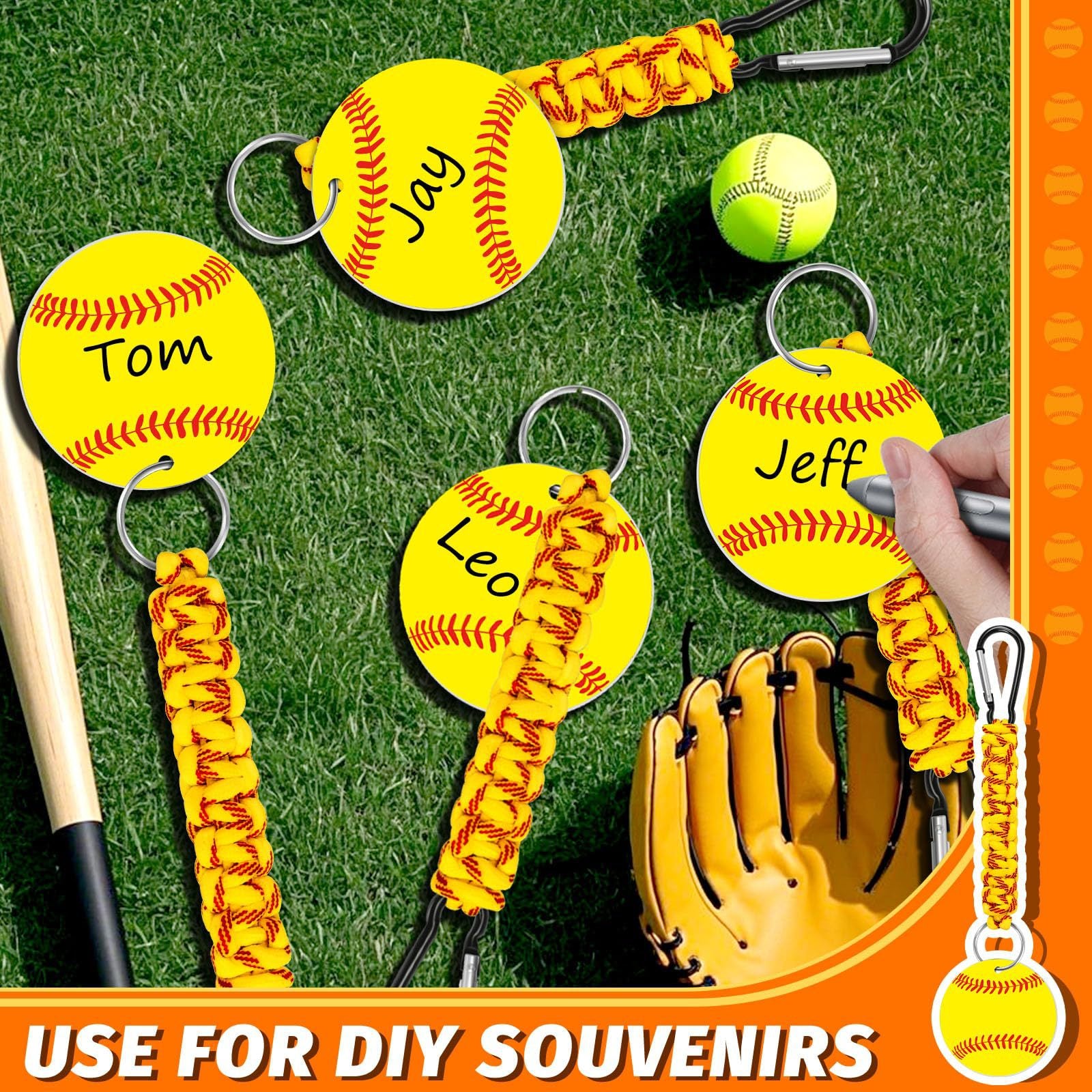 Brown DIY Basketball Keychain – Acrylic Ball Pendant with Nylon Rope, 2-Pack