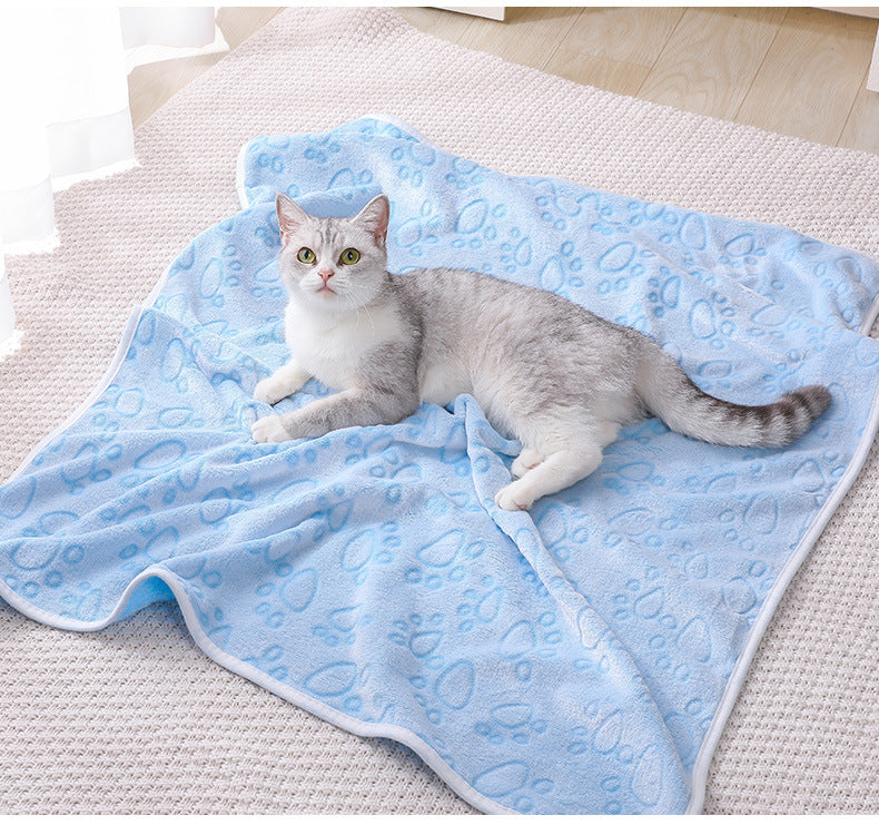 Grey Pet Blanket Set – Plush Paw Print Design, 3-Piece Pack (S/M/L Sizes)