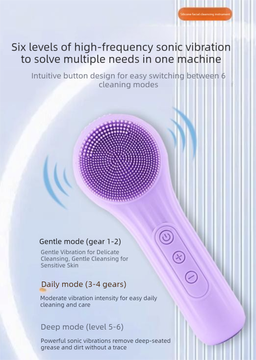 Purple Multi-Functional Silicone Facial Cleansing Brush – Ultrasonic & Heat Infusion Beauty Device