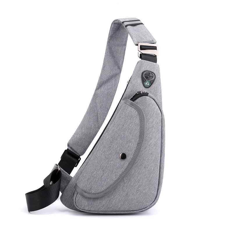 Grey Men's Nylon Fabric Chest Bag – Lightweight, Waterproof &amp; Multi-Functional Crossbody Sling Bag