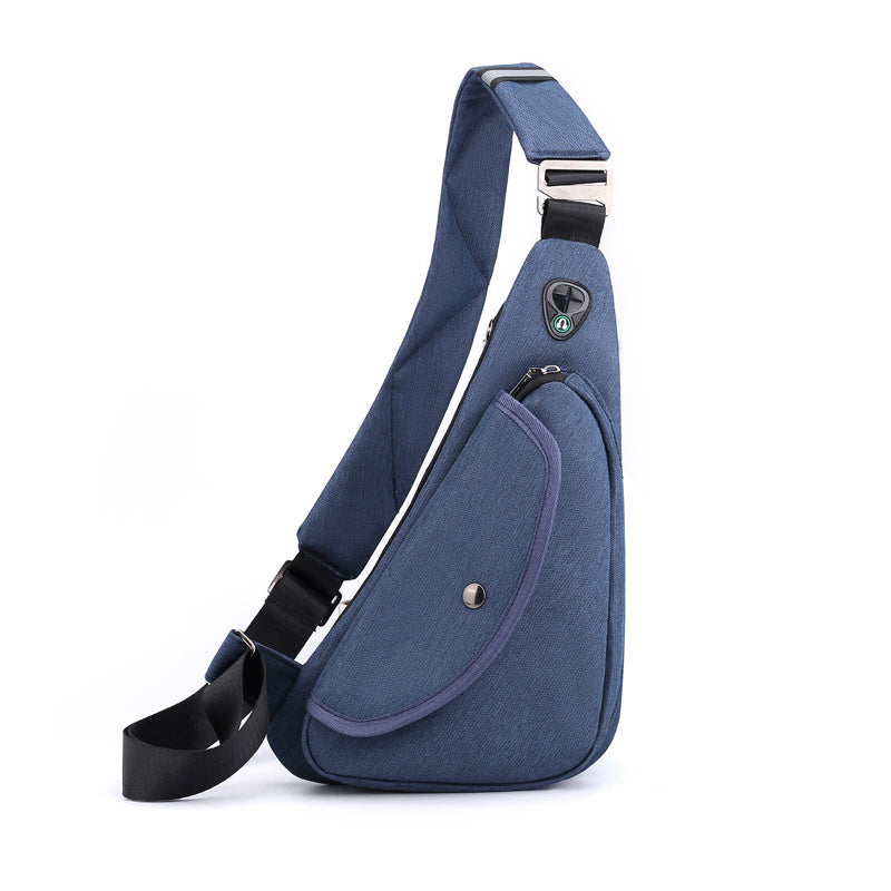 Dark Blue Men's Nylon Fabric Chest Bag – Lightweight, Waterproof &amp; Multi-Functional Crossbody Sling Bag