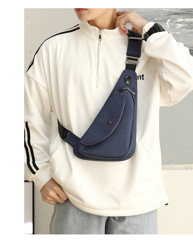 Dark Blue Men's Nylon Fabric Chest Bag – Lightweight, Waterproof & Multi-Functional Crossbody Sling Bag