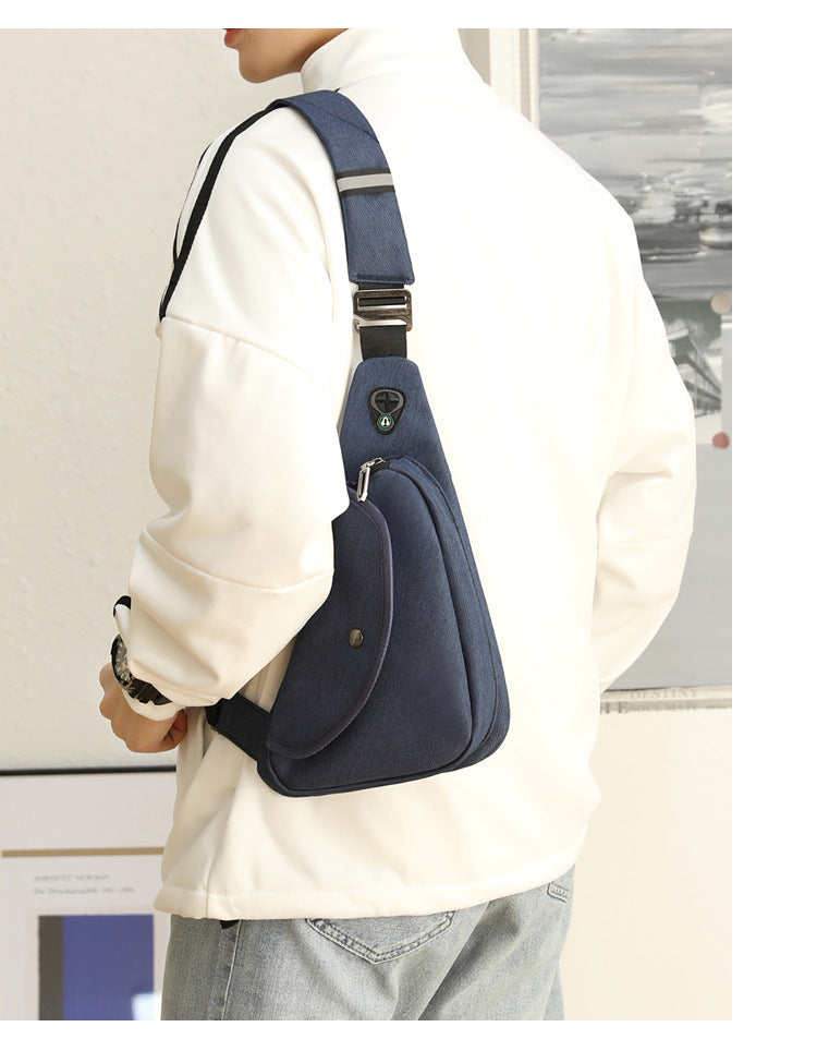 Dark Blue Men's Nylon Fabric Chest Bag – Lightweight, Waterproof & Multi-Functional Crossbody Sling Bag