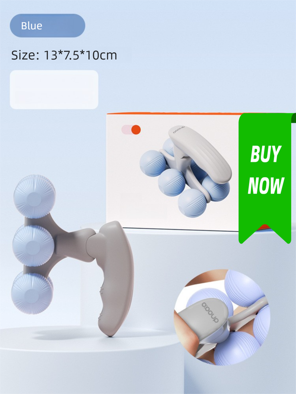 Blue Portable 6-Wheel Massage Roller – Quiet, Compact Muscle Relief Tool for Neck, Back, Legs & Shoulders