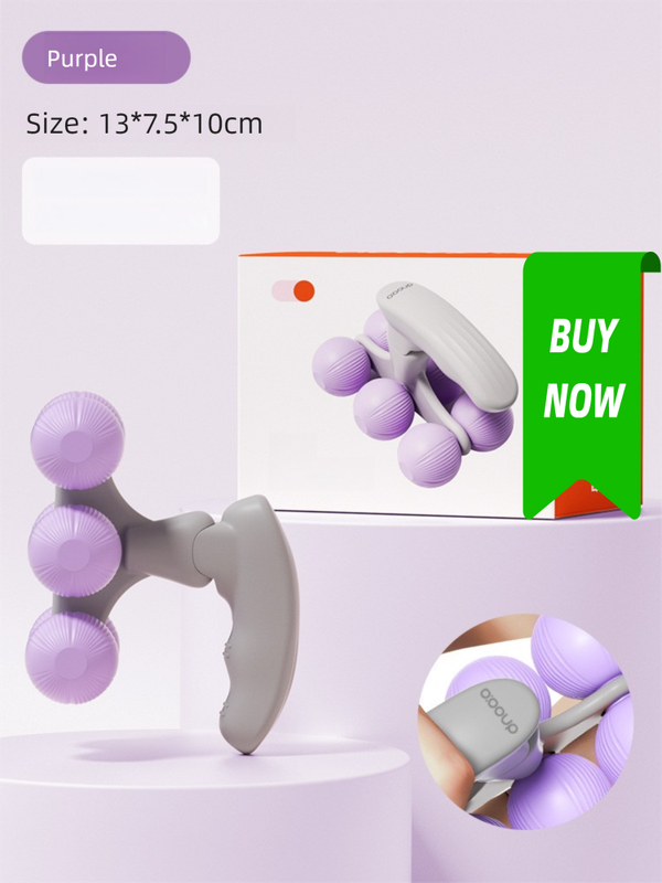Purple Portable 6-Wheel Massage Roller – Quiet, Compact Muscle Relief Tool for Neck, Back, Legs &amp; Shoulders