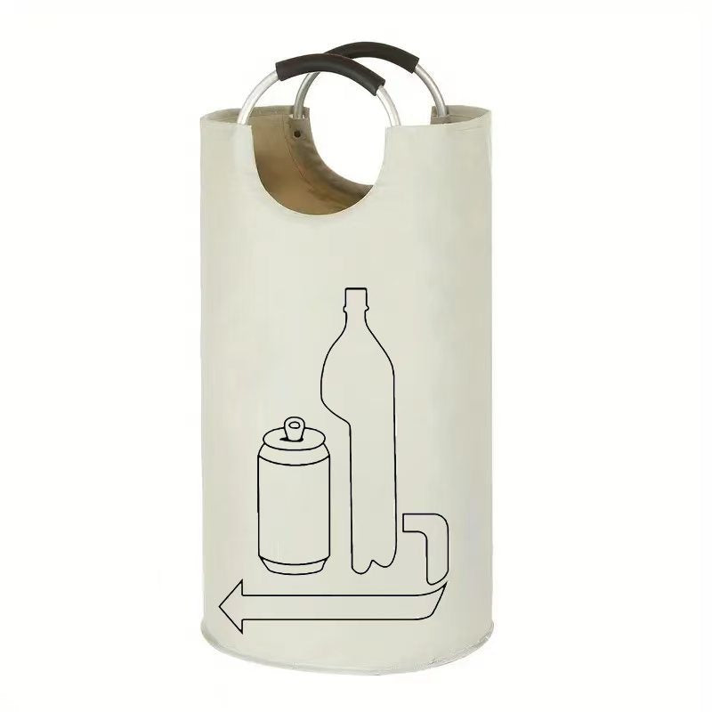 Beige Portable Oxford Fabric Collapsible Laundry Basket – Waterproof, Multi-Use Storage Bin for Bottles, Clothes &amp; More