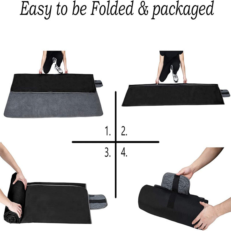 Black and Grey 3-Layer Waterproof Outdoor Blanket – Portable, All-Weather Picnic & Camping Mat with Storage Pocket