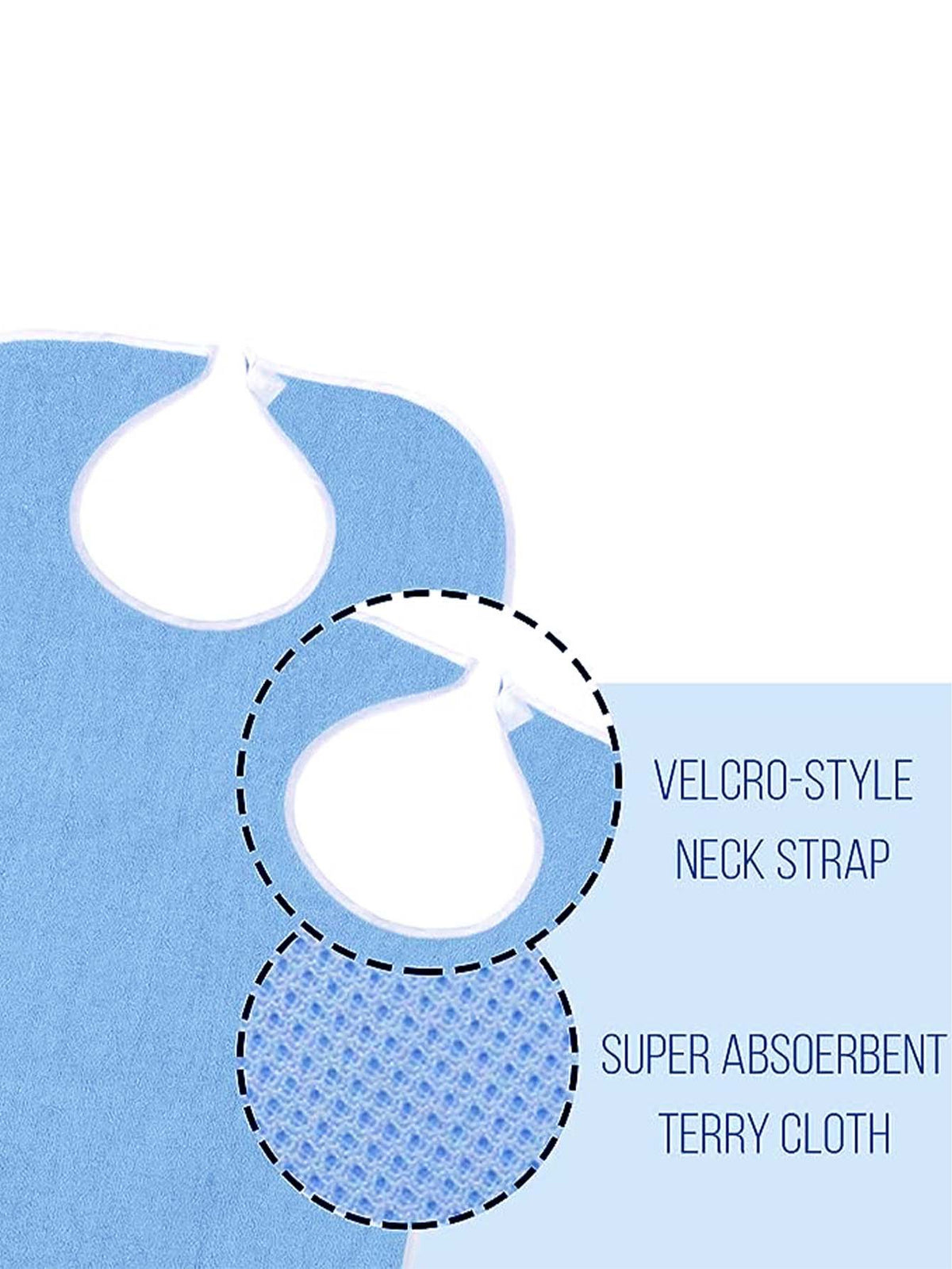 Blue Anti-Stain Feeding Apron with Pocket – Adjustable Care Bib for Elderly & Disabled Adults (2-Pack)