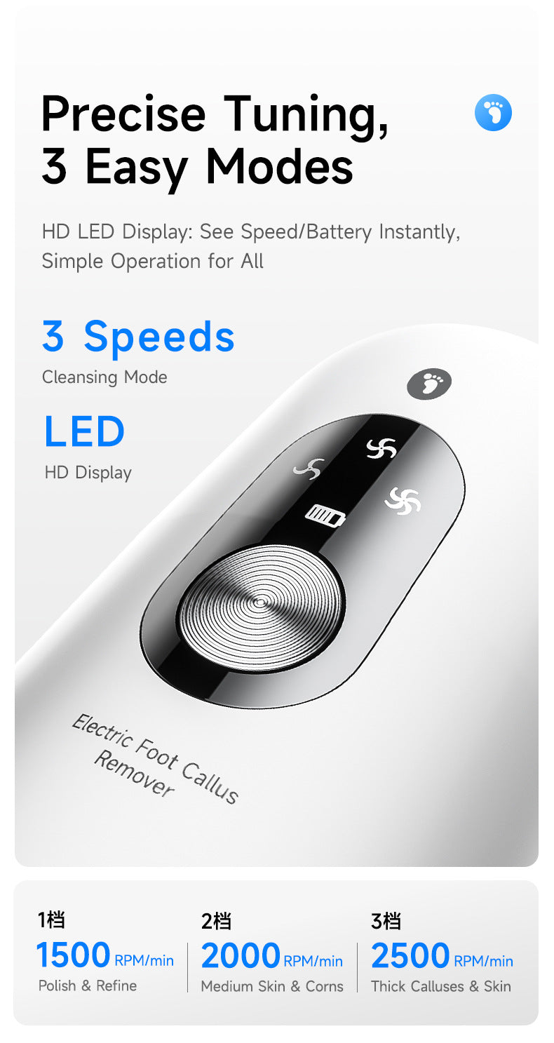 Black 2-in-1 Electric Foot Care Device – Cordless Callus Remover & Skin Polisher with Dual Heads