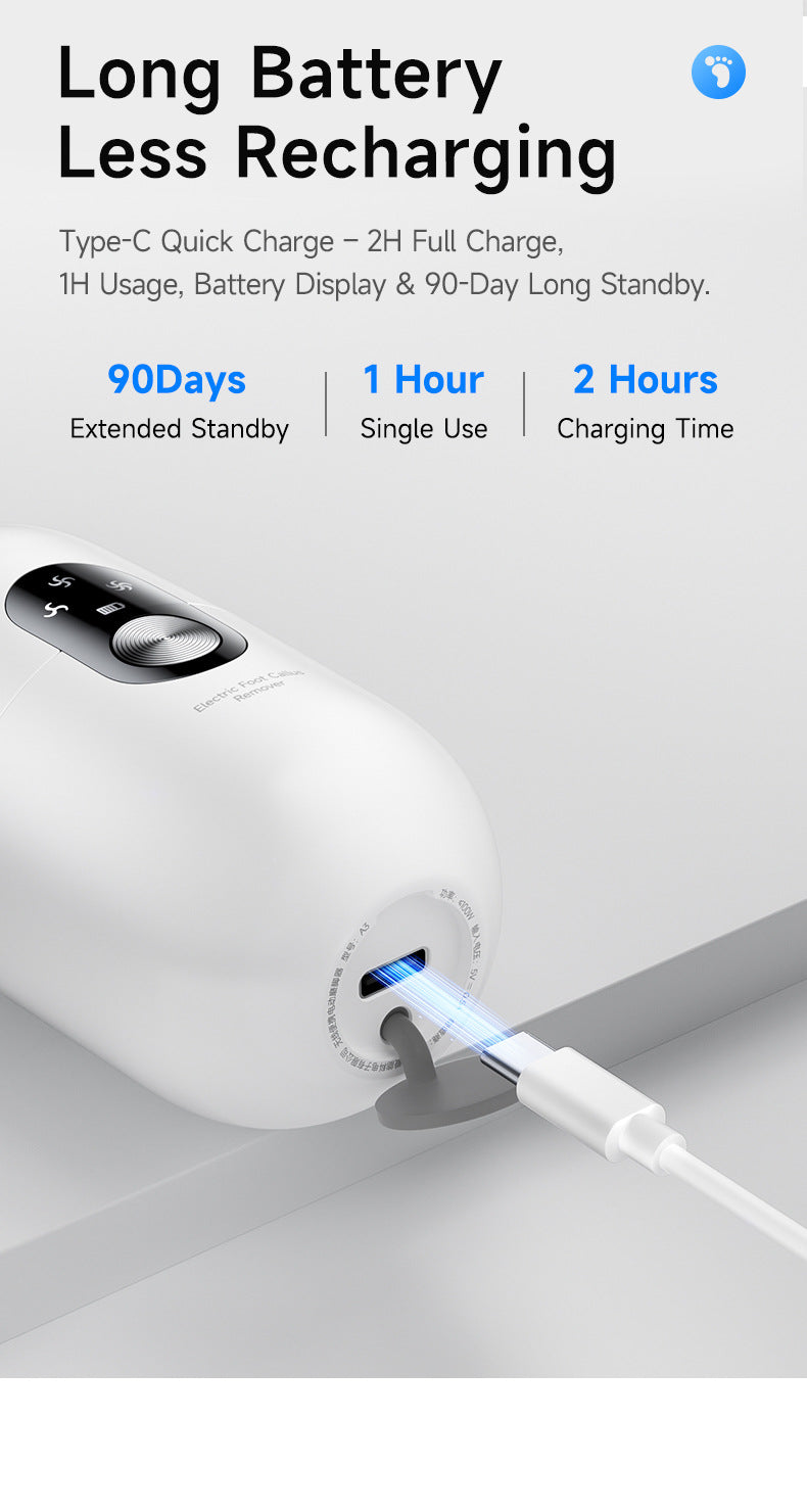 Black 2-in-1 Electric Foot Care Device – Cordless Callus Remover & Skin Polisher with Dual Heads