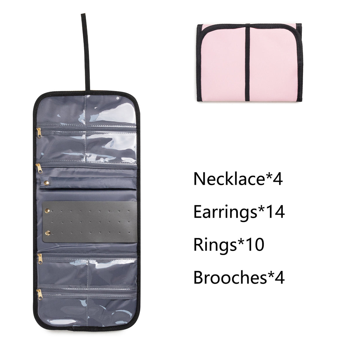 Large Capacity Travel Makeup Backpack with 5 Removable Organizer Cases & Jewelry Roll(pink)