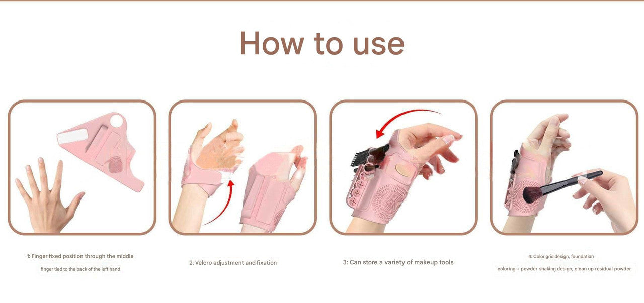 2pc Multi-Functional Silicone Makeup Artist Wristband - Wearable Palette, Brush Holder & Cleaner(pink)