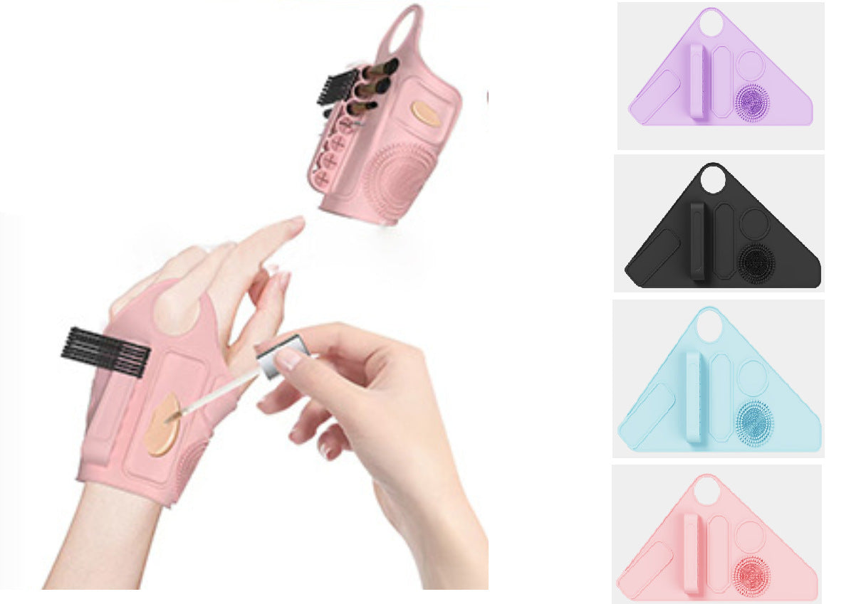2pc Multi-Functional Silicone Makeup Artist Wristband - Wearable Palette, Brush Holder & Cleaner(black)