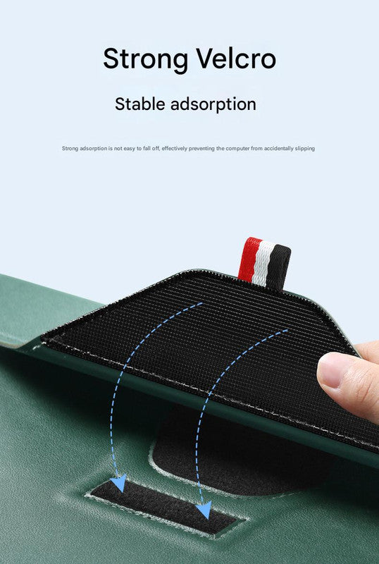 3-in-1 PU Leather Laptop Sleeve with Stand & Mouse Pad + Accessory Pouch(Gray)