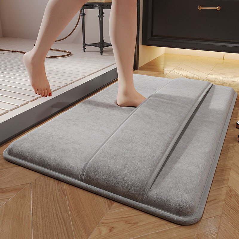 Luxury Plush Memory Foam Bath Mat with Foot Drying Panel - Super Absorbent &amp; Non-Slip Bathroom Rug(Coral gray)