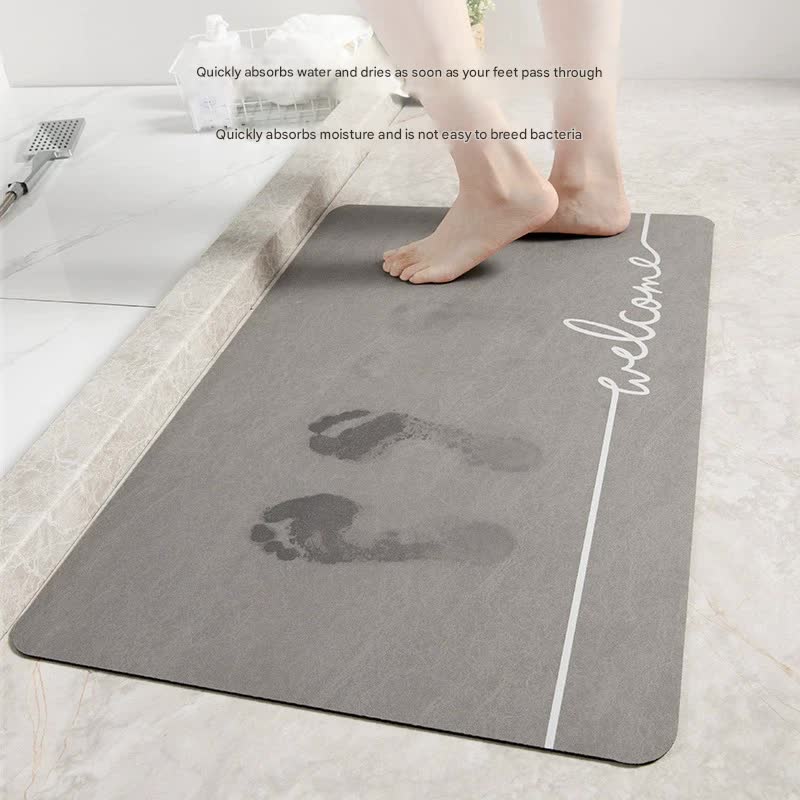 Super Absorbent Quick-Dry Diatomite Bath Mat - Non-Slip Suede Finish Bathroom Floor Mat(Feather Navy Blue)