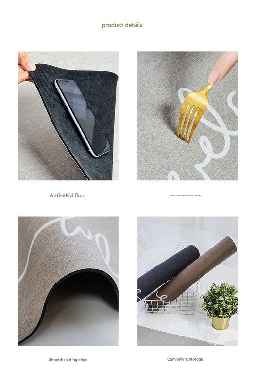 Super Absorbent Quick-Dry Diatomite Bath Mat - Non-Slip Suede Finish Bathroom Floor Mat(Feather Navy Blue)