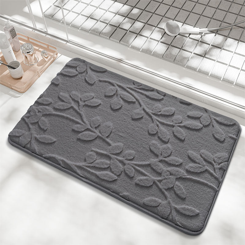 Plush Embossed Leaf Bath Mat - Ultra Soft, Absorbent &amp; Non-Slip Bathroom Rug(Dark gray 50*80㎝)
