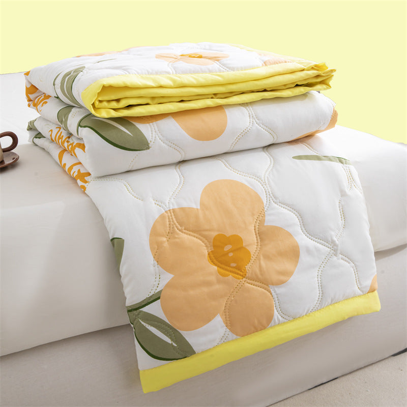 Lightweight Reversible Summer Quilt - Soft, Breathable &amp; Machine Washable Comforter(150x200cm Fan Flower)