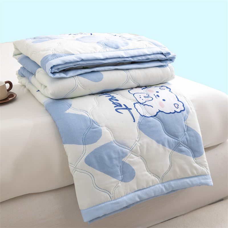 Lightweight Reversible Summer Quilt - Soft, Breathable &amp; Machine Washable Comforter(150x200cm Blue Heart)