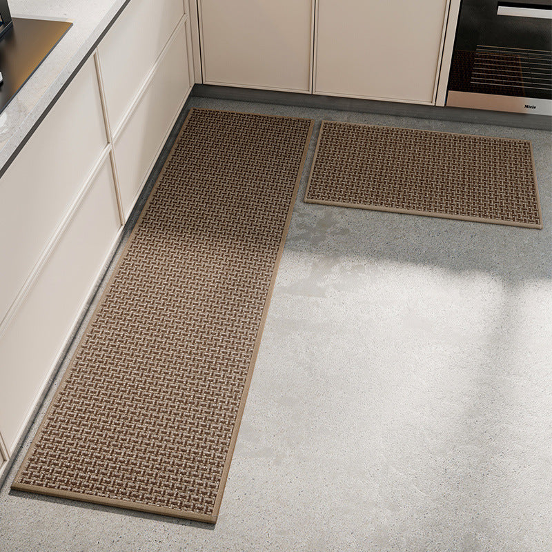Absorbent &amp; Dirt-Resistant Woven Kitchen Mat - Non-Slip Runner Rug for Home(Interlocking Brown)