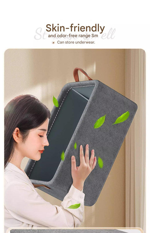 2pc Foldable Fabric Storage Bin with Steel Frame & Handles - 26L Stackable Closet Organizer(Grey)