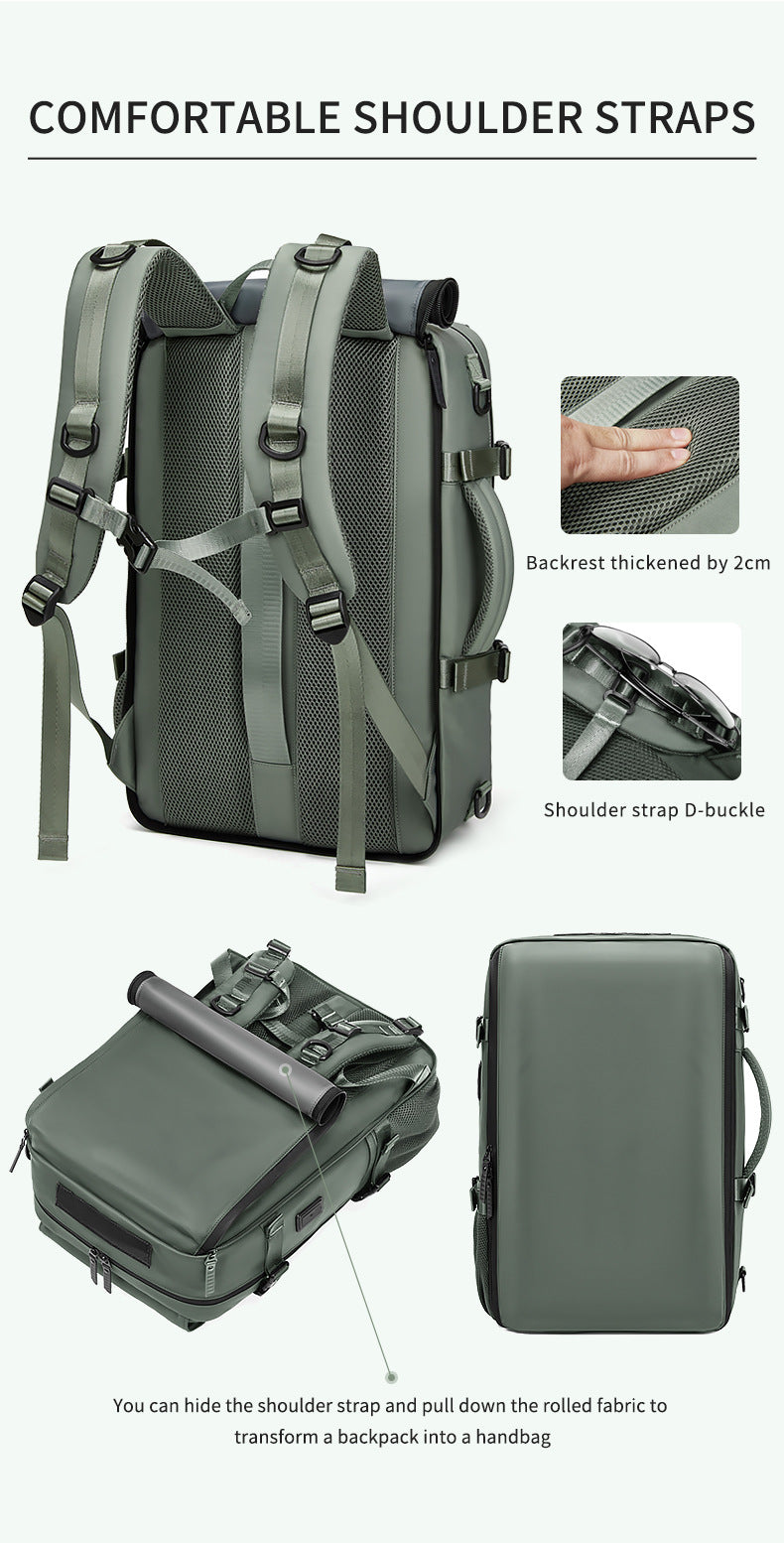 4-in-1 Convertible Travel Backpack & Briefcase - Large Capacity, 16" Laptop Compartment, USB Port(Dark Green)