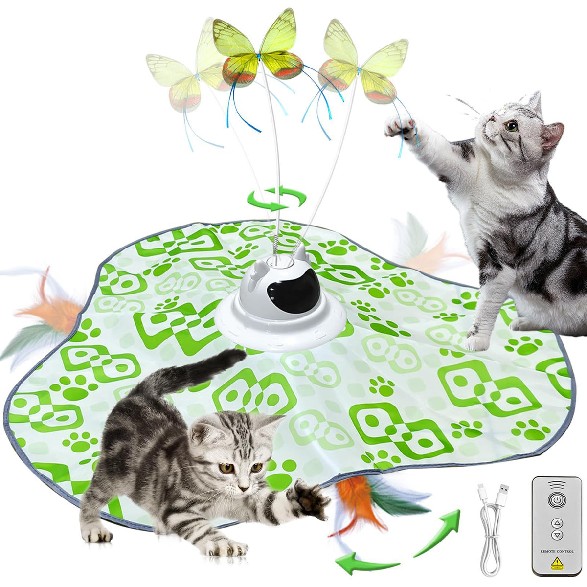 Green Interactive Cat Play Tunnel &amp; Hunting Cover - Self-Entertaining Pet Game Toy with Teasers